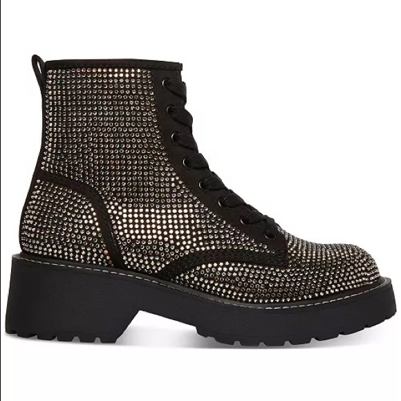 Madden Girl Rhinestone Lace-Up Combat Boots - Picture 2 of 4